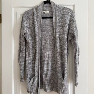 Talula Heather Gray Open-Front Ribbed Long Cardigan